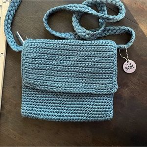 The Sak crochet blue crossbody